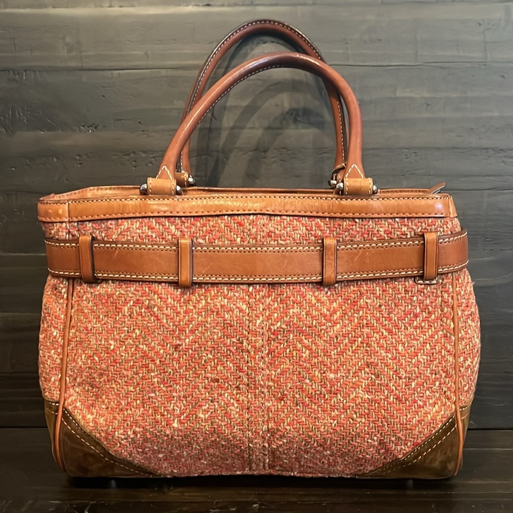 Coach Hampton Herringbone Tweed Satchel - F11215 NEAR VINTAGE - Picture 4 of 12